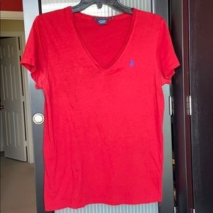 Ralph Lauren red v neck t- shirt